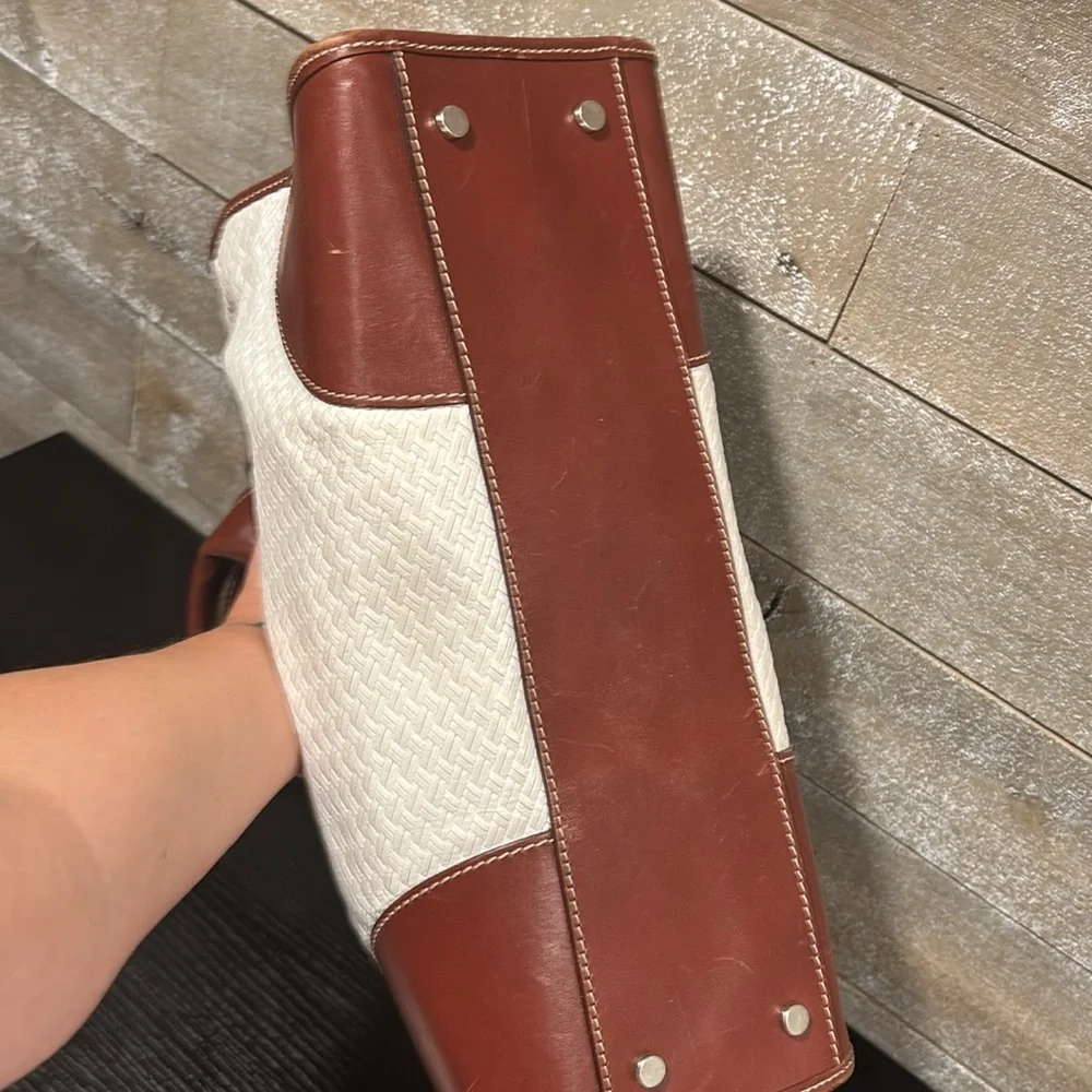 CLAUDIA Firenze genuine leather white and brown made in Italy shoulder bag